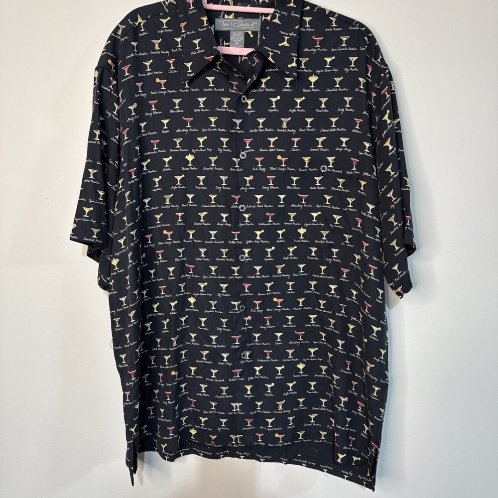 Tori Richard 100% Silk Shirt XL Martini Cocktail Print Hawaiian Aloha Mens #085 - Picture 9 of 14
